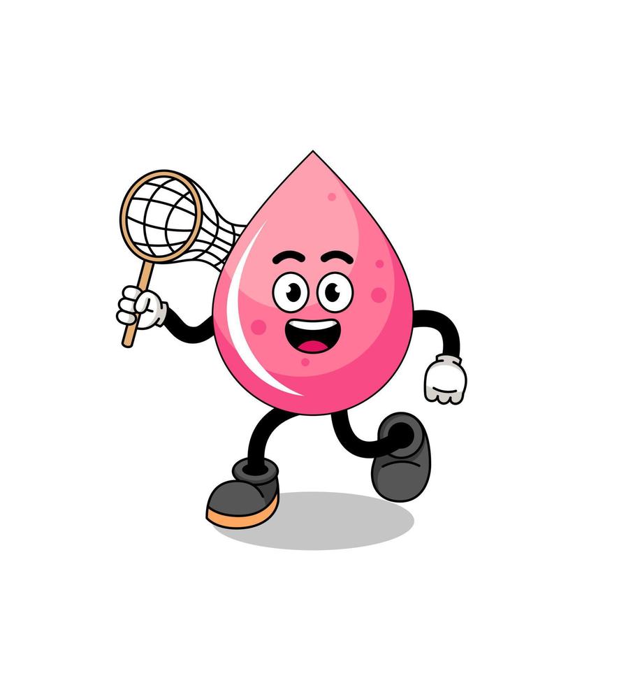 Cartoon of strawberry juice catching a butterfly vector