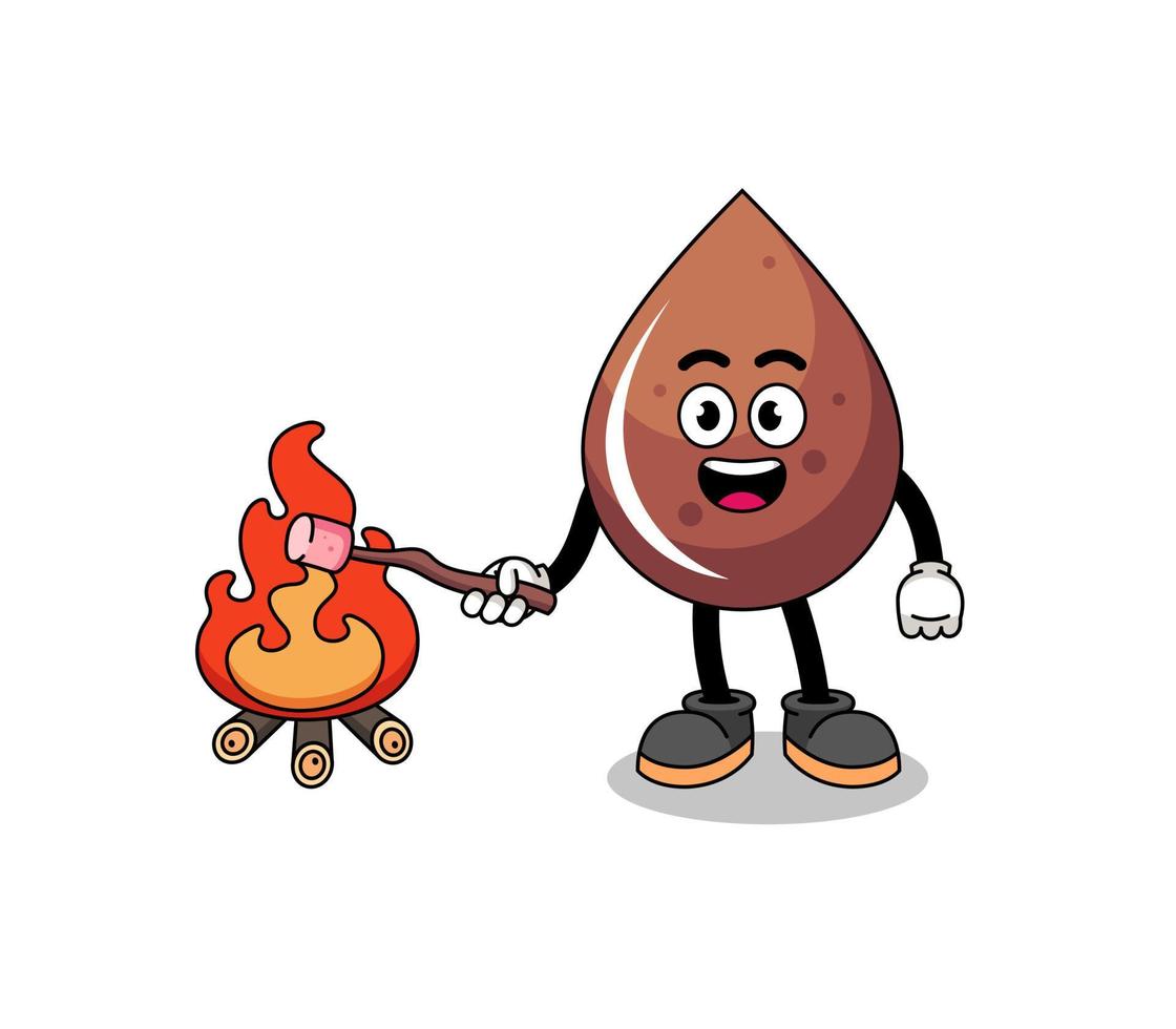 Illustration of chocolate drop burning a marshmallow vector