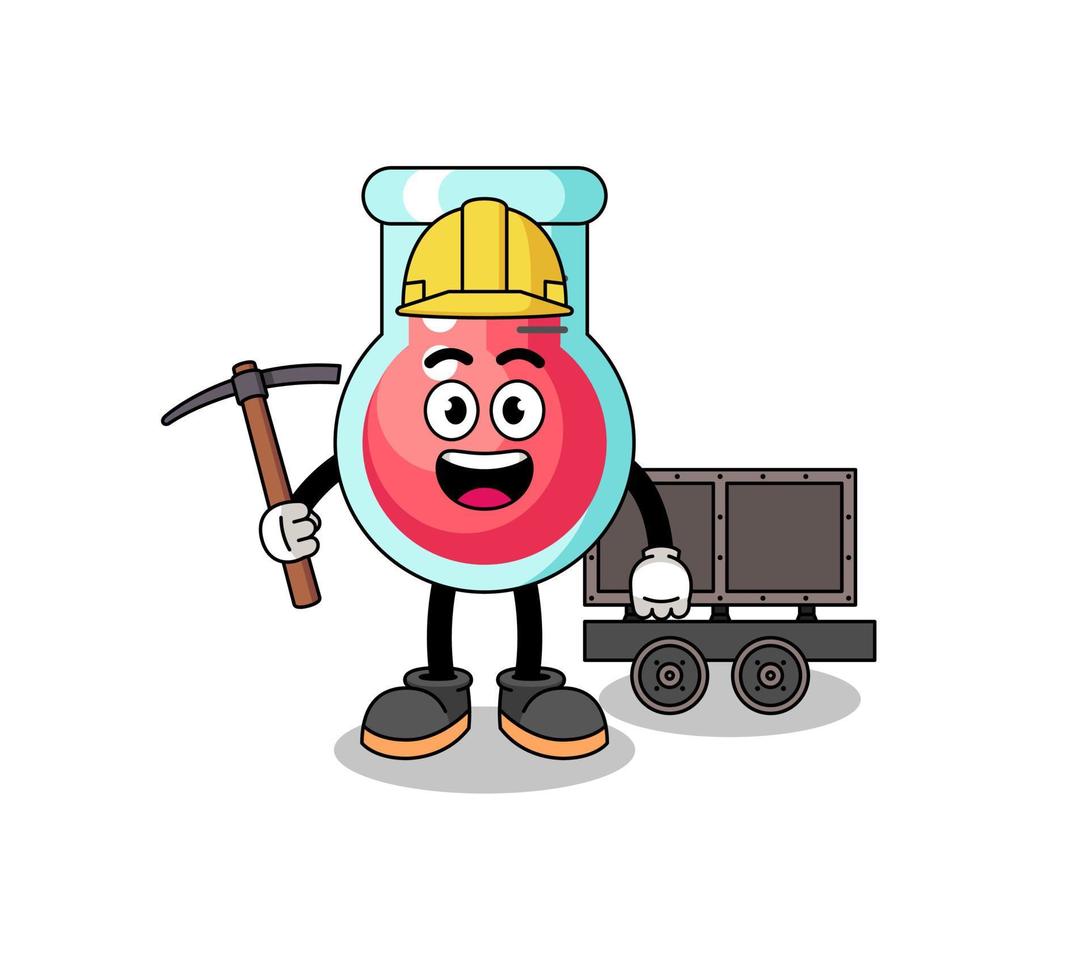 Mascot Illustration of laboratory beaker miner vector