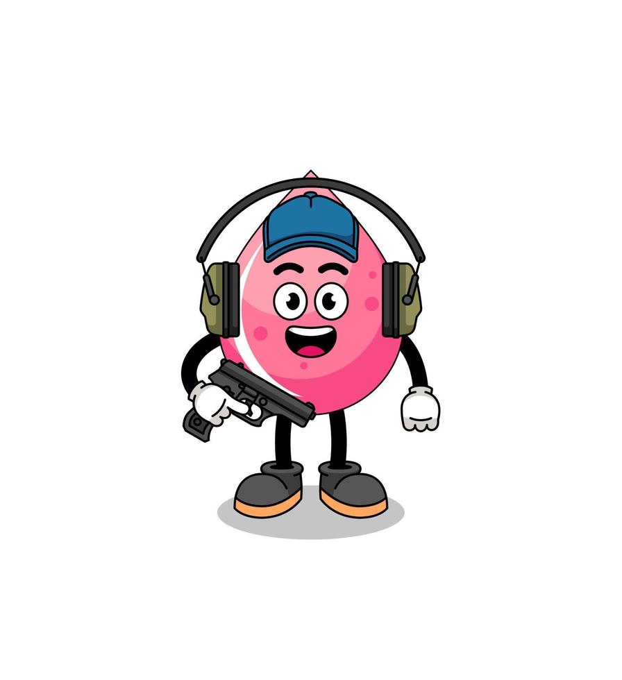 Character mascot of strawberry juice doing shooting range vector
