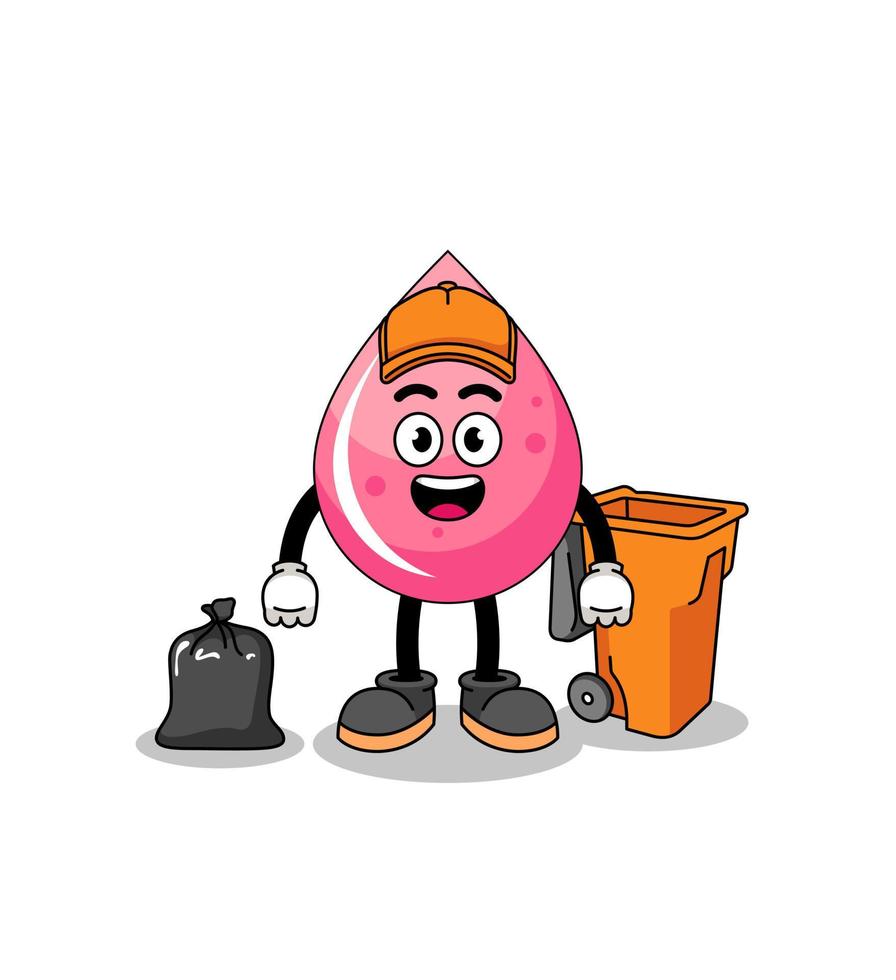 Illustration of strawberry juice cartoon as a garbage collector vector