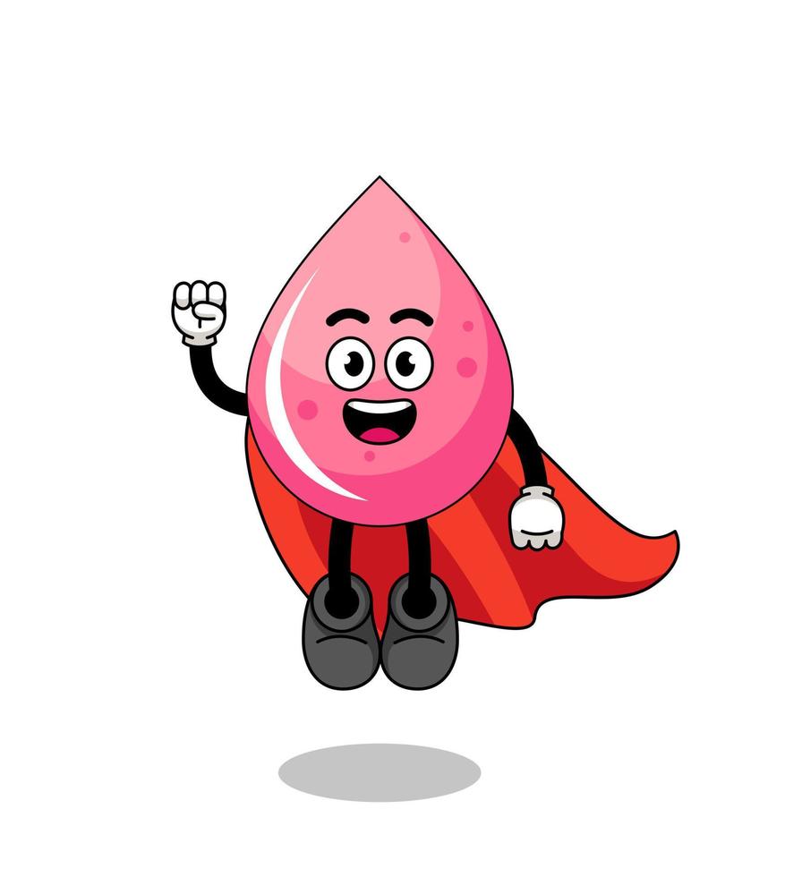 strawberry juice cartoon with flying superhero vector