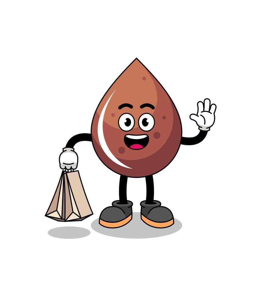 Cartoon of chocolate drop shopping vector