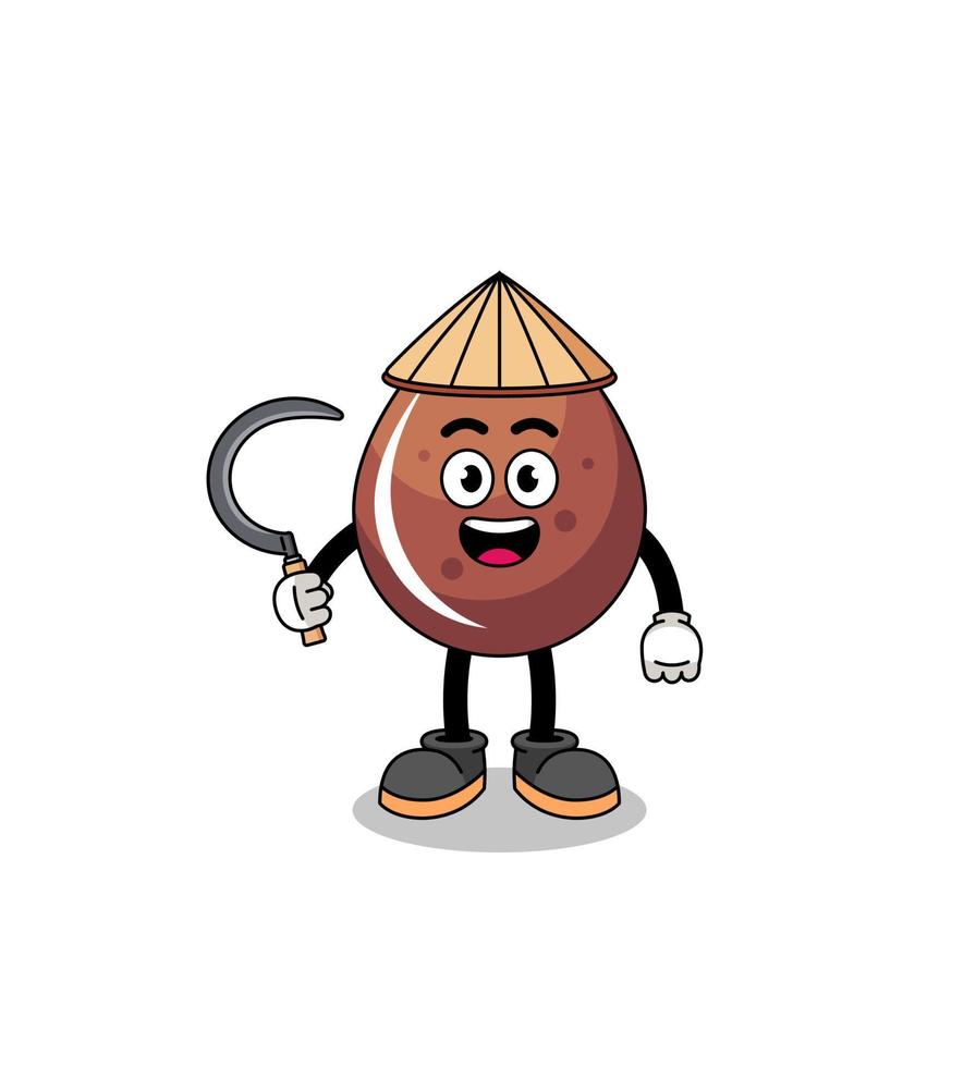 Illustration of chocolate drop as an asian farmer vector