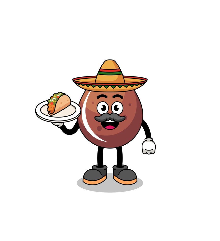 Character cartoon of chocolate drop as a mexican chef vector