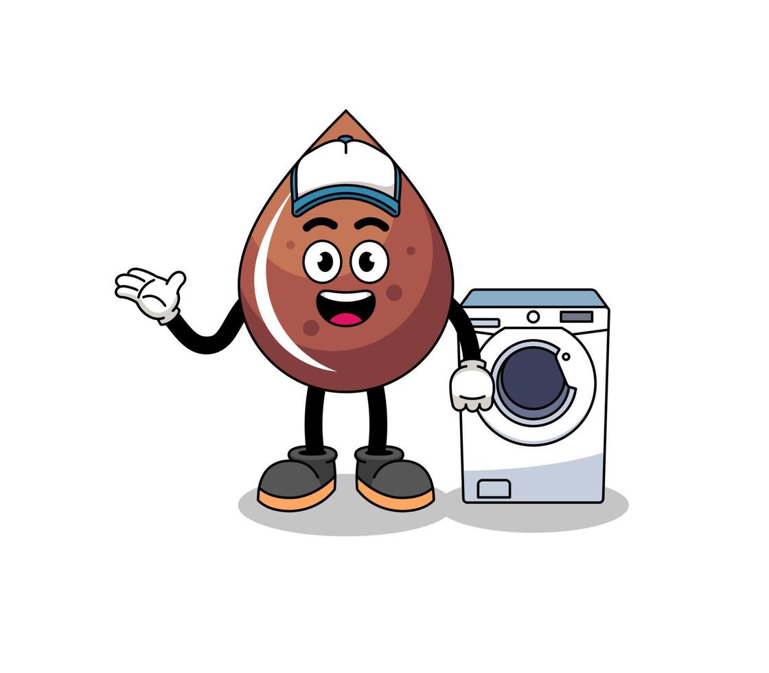 ilustración de gota de chocolate como un hombre de lavandería vector