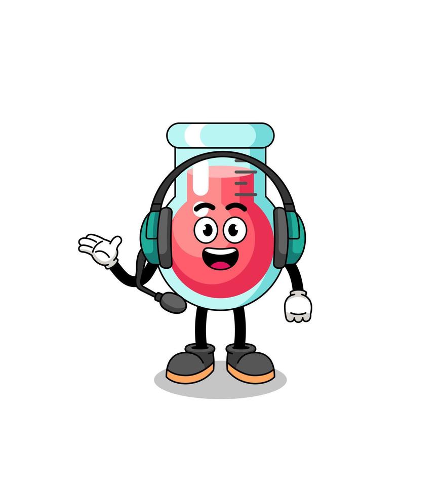 Mascot Illustration of laboratory beaker as a customer services vector