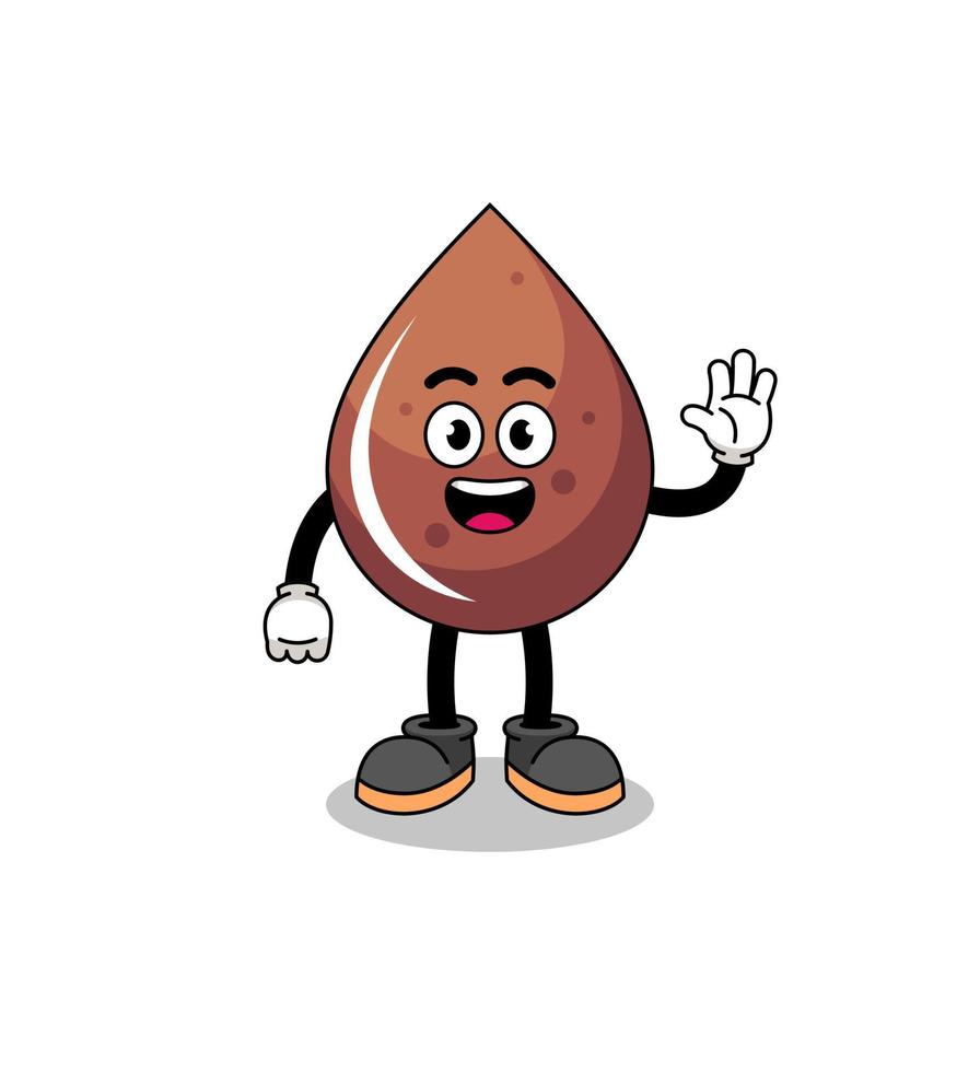 chocolate drop cartoon doing wave hand gesture vector