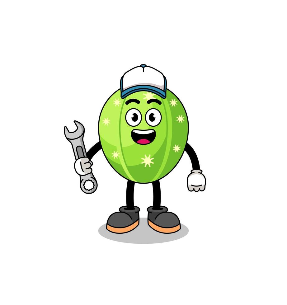 cactus illustration cartoon as a mechanic vector