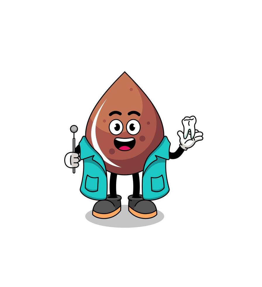 Illustration of chocolate drop mascot as a dentist vector