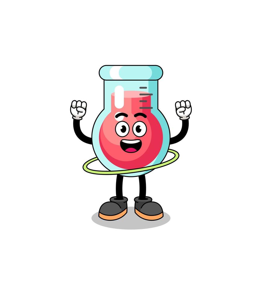 Character Illustration of laboratory beaker playing hula hoop vector