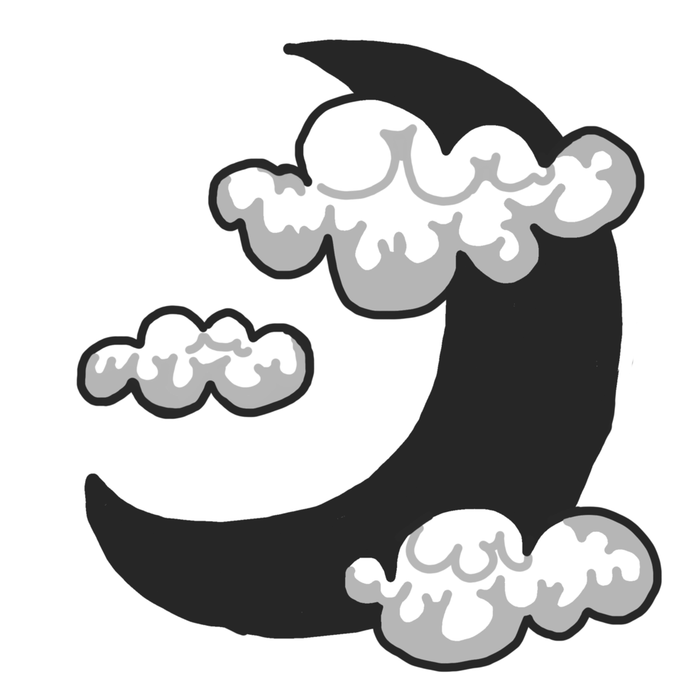 Crescent Moon with Cloudy Theme png