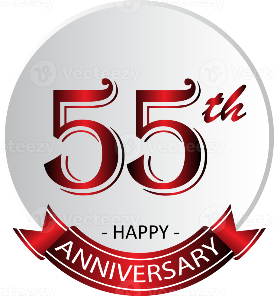 etiqueta de celebración del 55 aniversario png