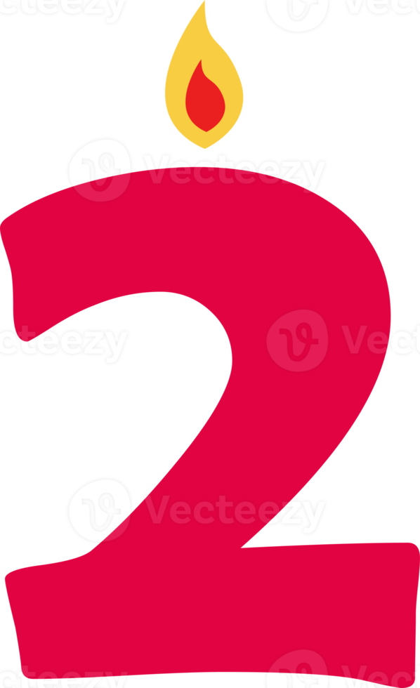 number 2 candle birthday collection png