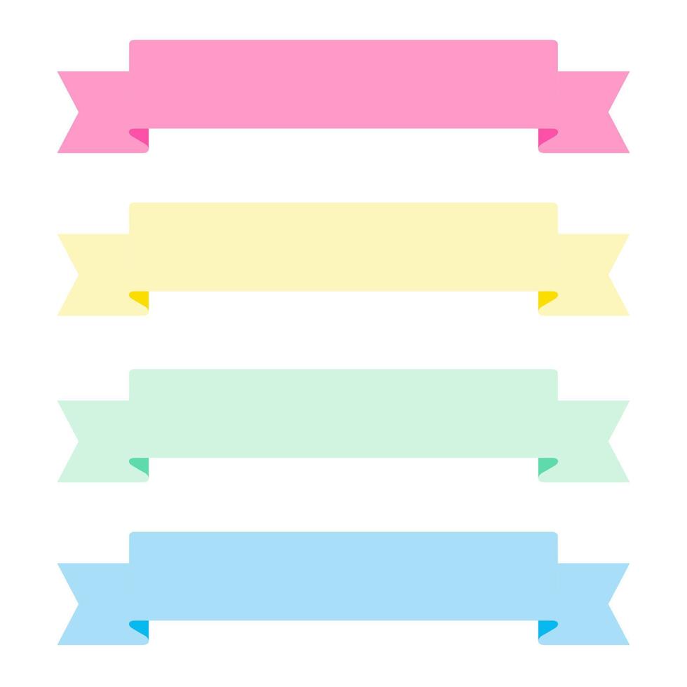 Collection of design elements with a ribbon motif. Pastel color. Soft colors ribbons.  Eps10 Vector