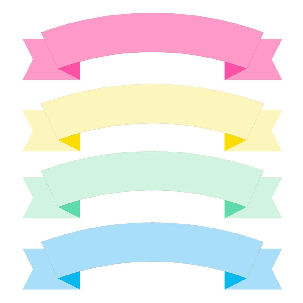 Collection of design elements with a ribbon motif. Pastel color. Soft colors ribbons.  Eps10 Vector