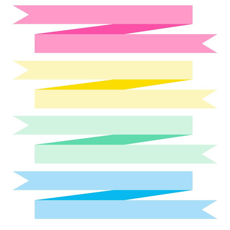 Collection of design elements with a ribbon motif. Pastel color. Soft colors ribbons.  Eps10 Vector