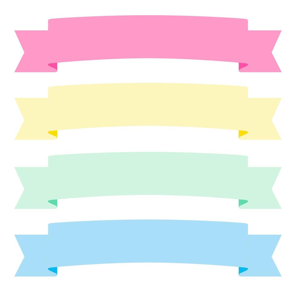 Collection of design elements with a ribbon motif. Pastel color. Soft colors ribbons.  Eps10 Vector