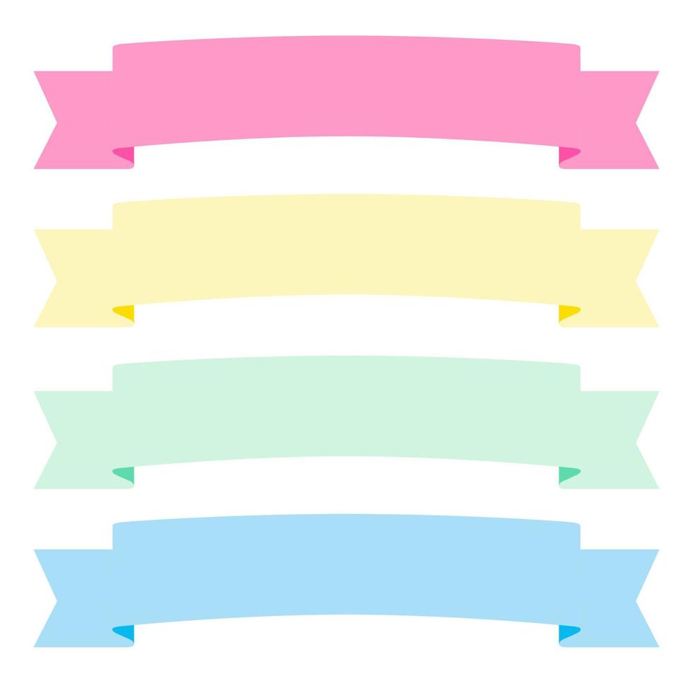 Collection of design elements with a ribbon motif. Pastel color. Soft colors ribbons.  Eps10 Vector