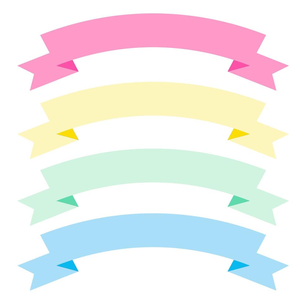 Collection of design elements with a ribbon motif. Pastel color. Soft colors ribbons.  Eps10 Vector