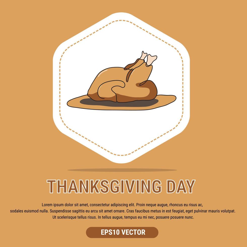 Thanksgiving day traditional roast turkey poster Happy Thanksgiving. Eps10 vector