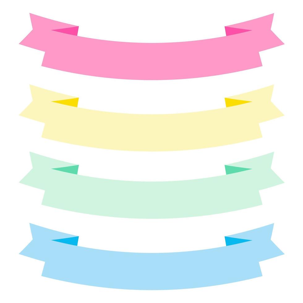 Collection of design elements with a ribbon motif. Pastel color. Soft colors ribbons.  Eps10 Vector