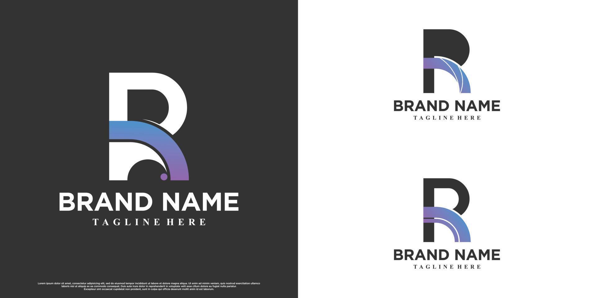 Bundle icon  latter logo design initial r for business with creative concept vector