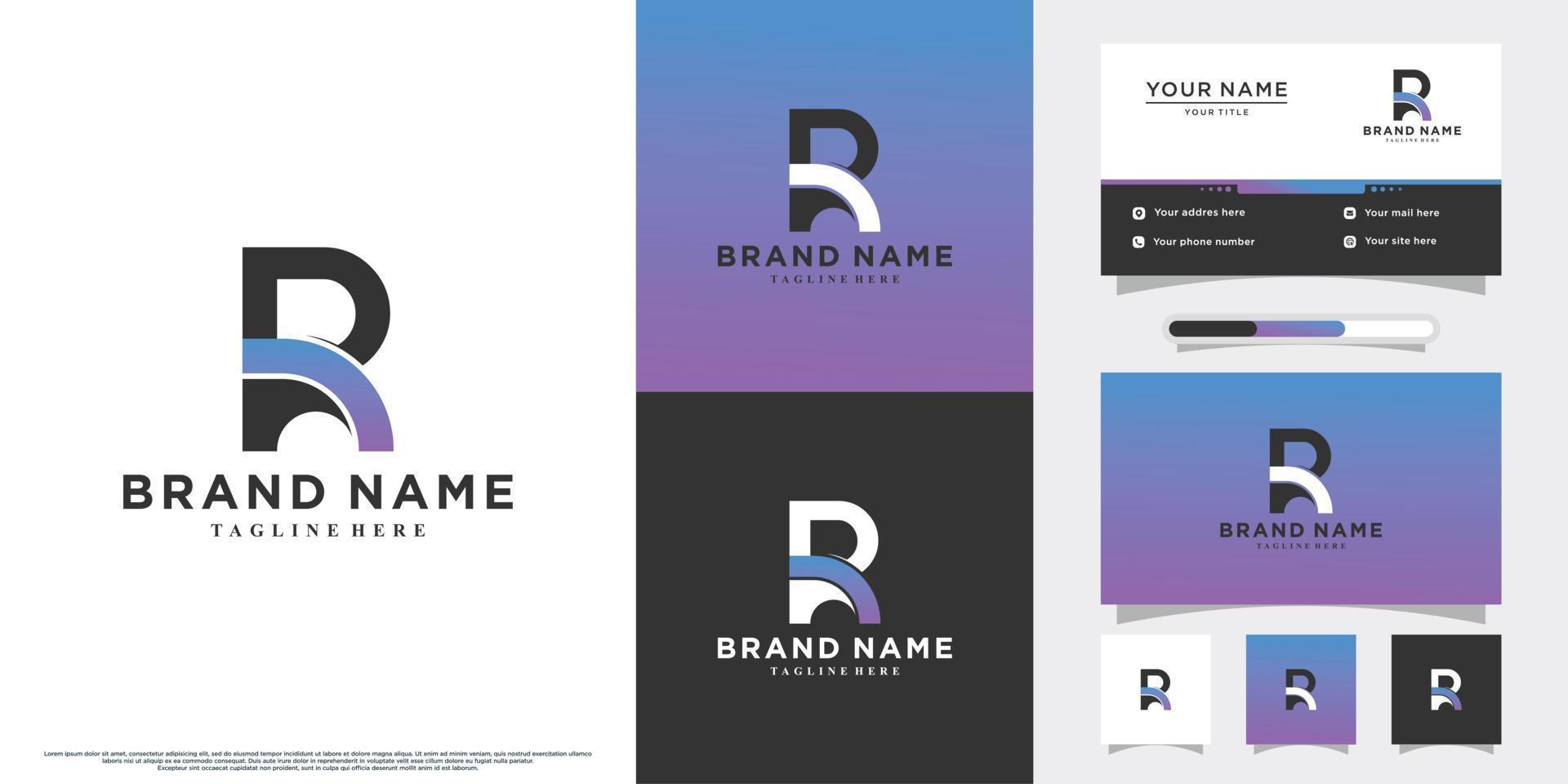 Monogram latter logo design initial r for business with creative concept and business card vector