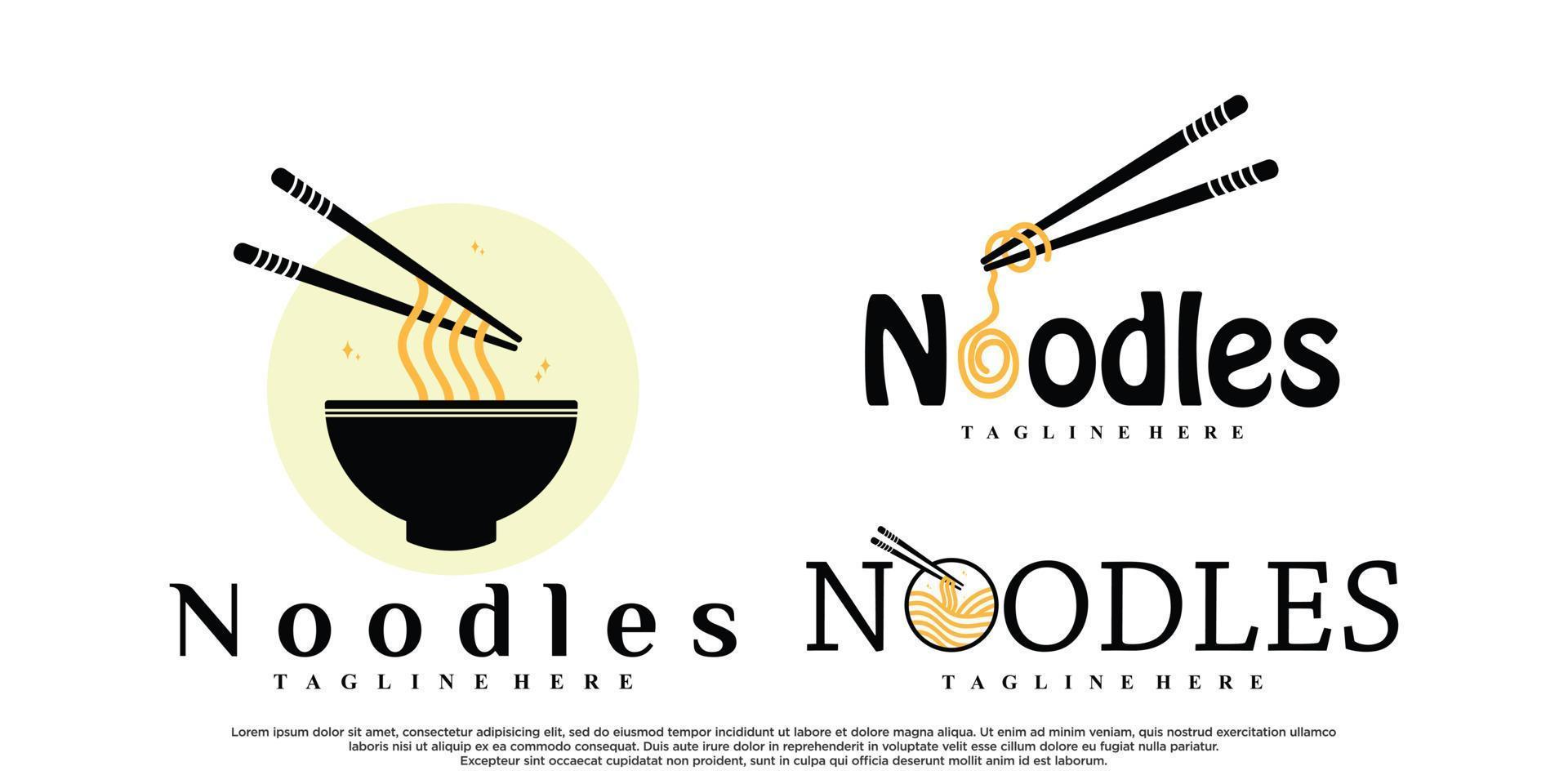 paquete de ramen o diseño de logotipo de fideos para negocios con vector premium de concepto creativo