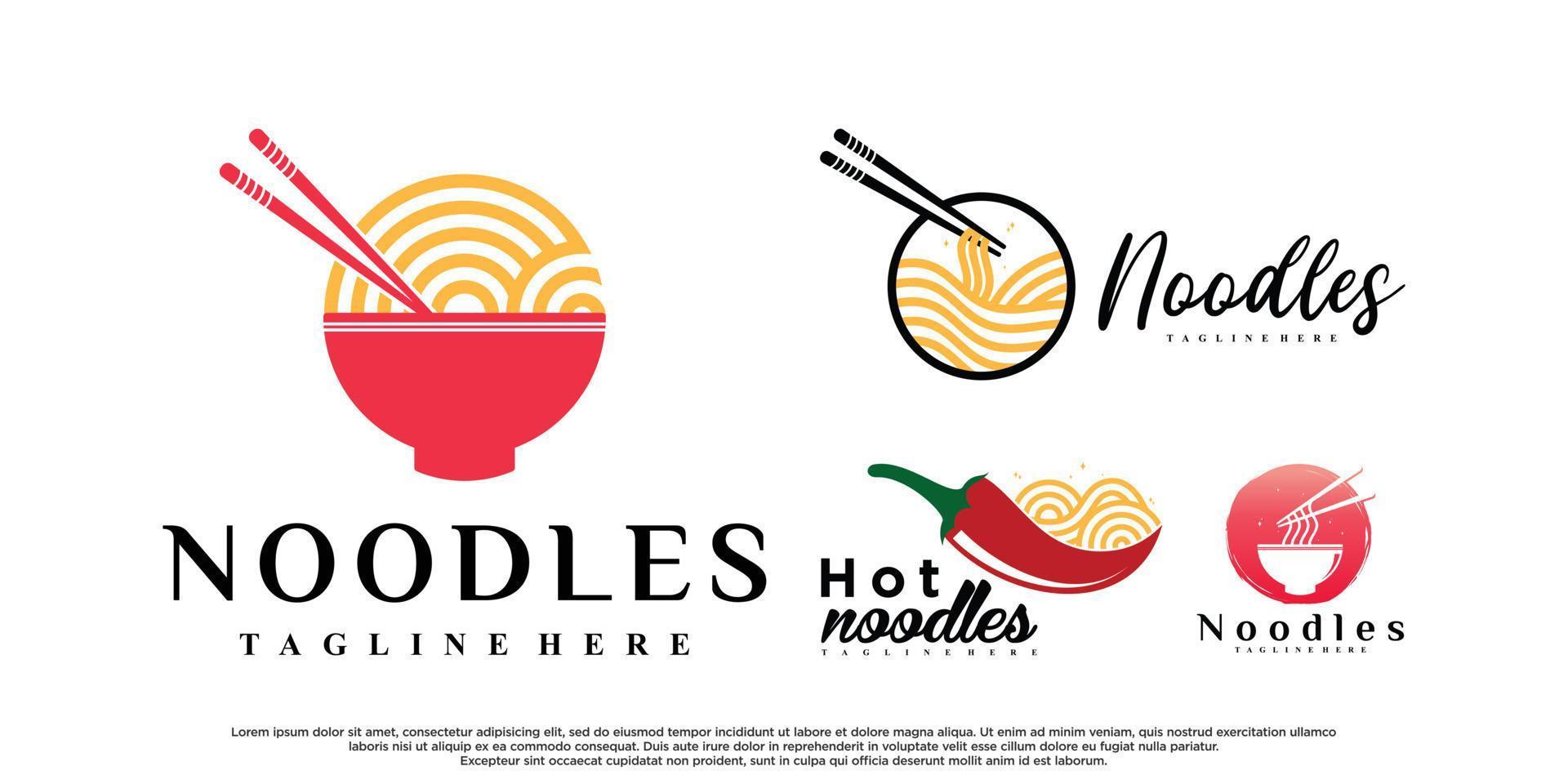 Bundle ramen or noodle logo design for business with creative concept Premium Vector