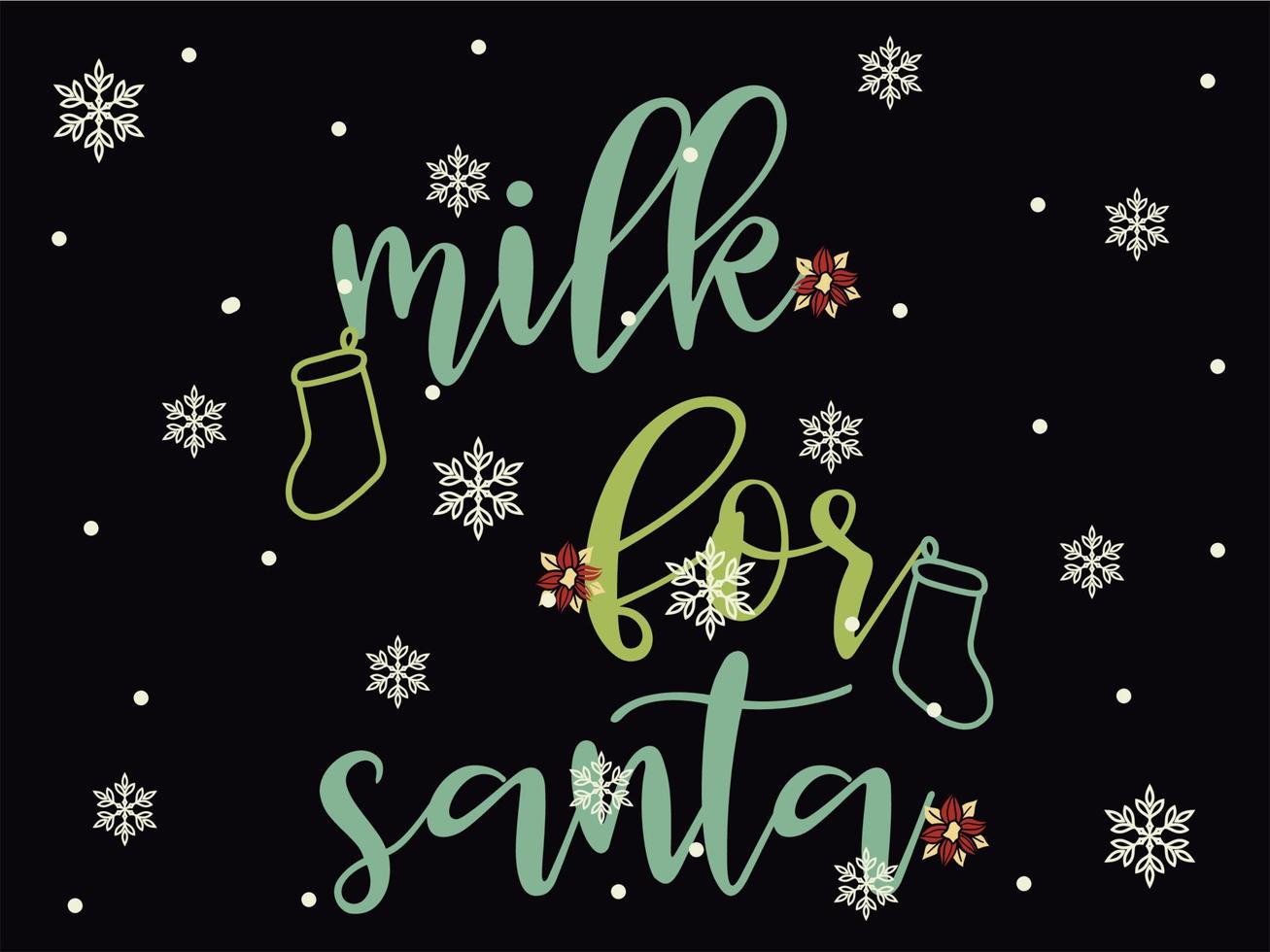 Milk for Santa 04 Merry Christmas and Happy Holidays Typography set vector