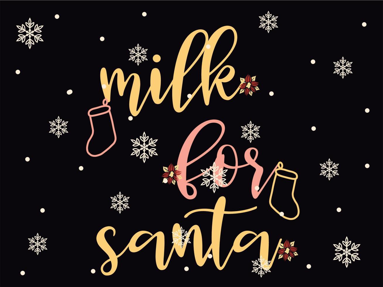 Milk for Santa 05 Merry Christmas and Happy Holidays Typography set vector