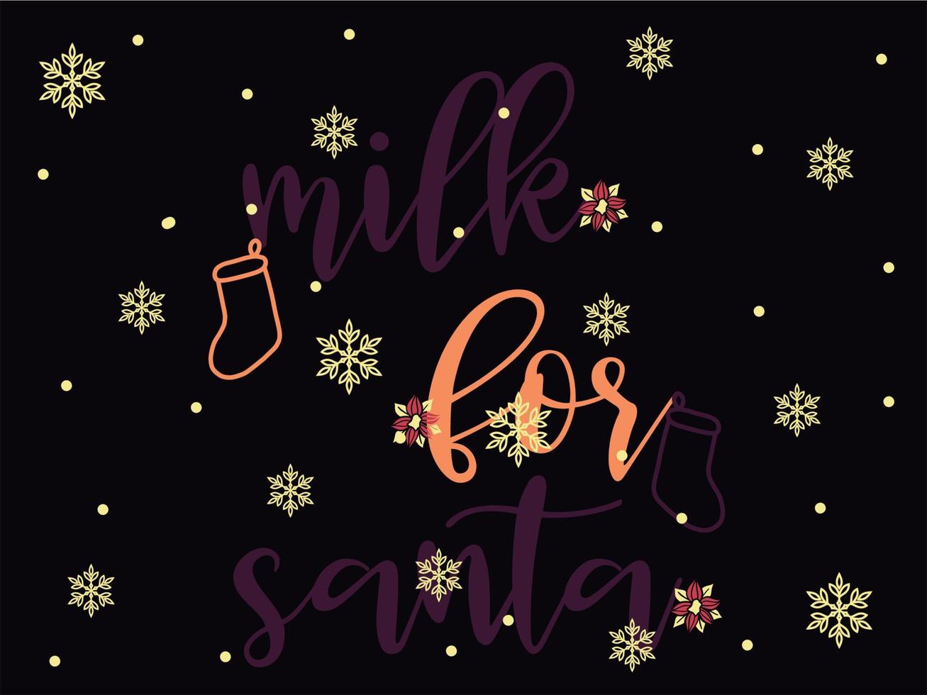 Milk for Santa 03 Merry Christmas and Happy Holidays Typography set vector