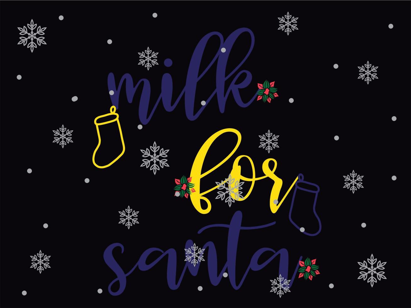 Milk for Santa 01 Merry Christmas and Happy Holidays Typography set vector