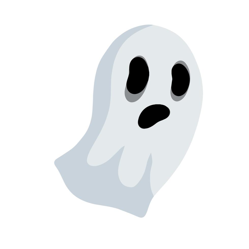 fantasma. divertido espíritu volador. el elemento de halloween. lindo personaje blanco. icono de la muerte. ilustración de dibujos animados plana vector