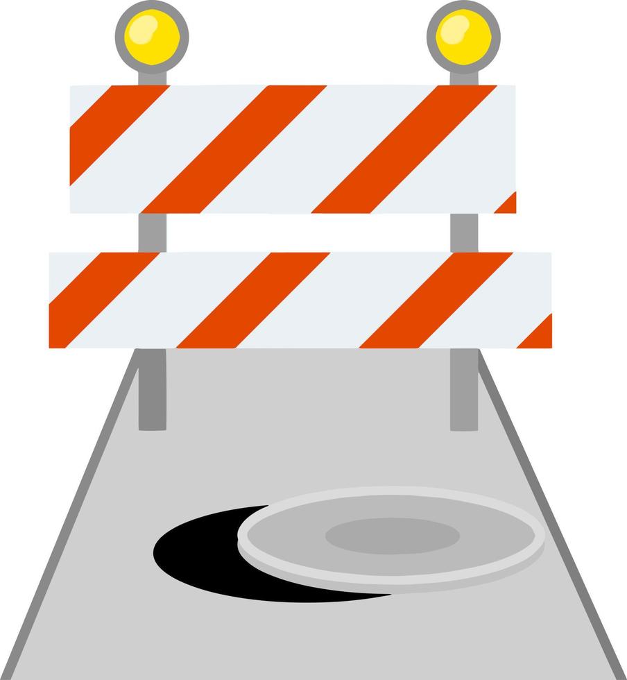Road works. Forbidding sign and barrier. vector