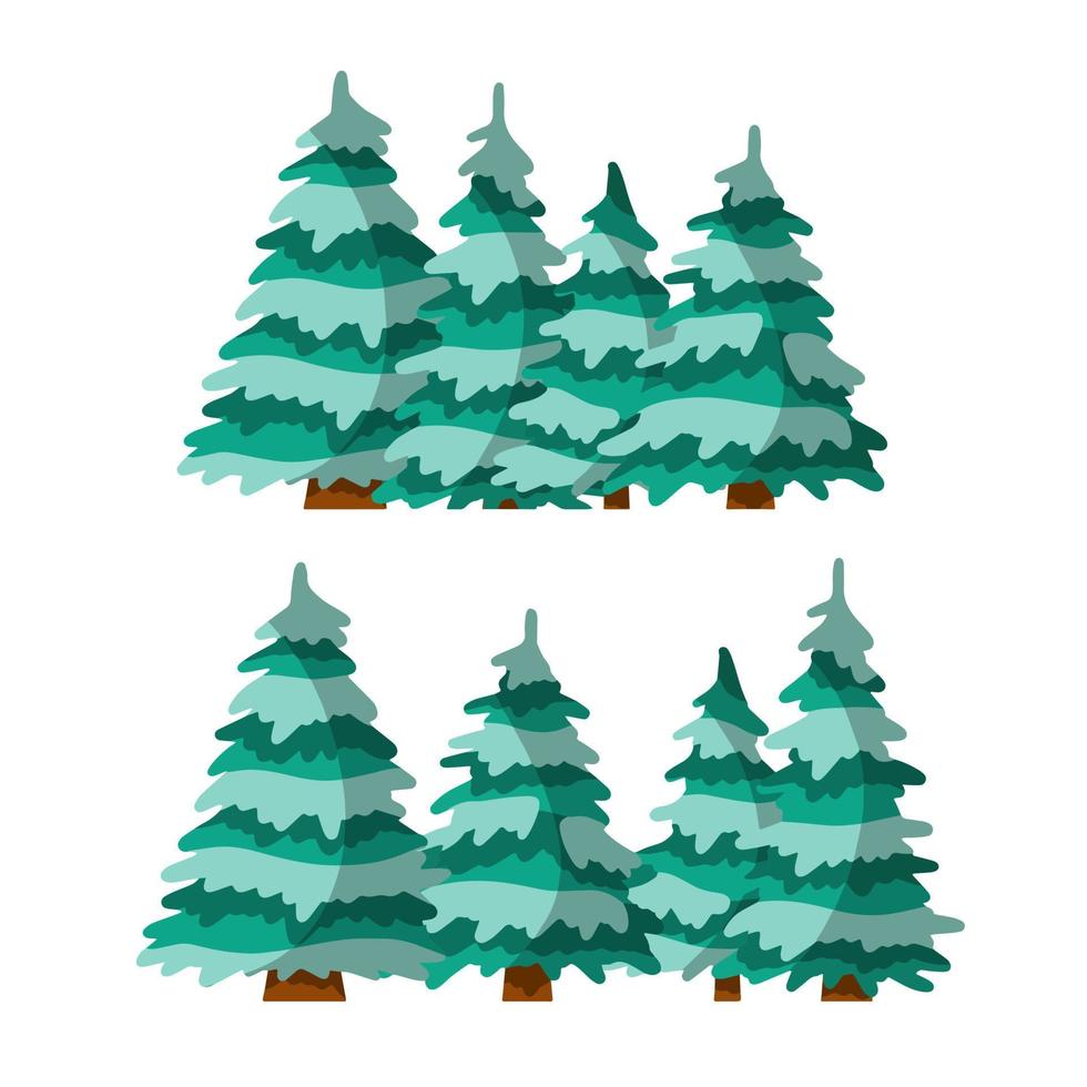 árbol de invierno nieve en las ramas. elemento de la naturaleza y los bosques. ilustración plana de dibujos animados. temporada de frio. adornos de año nuevo y navidad vector