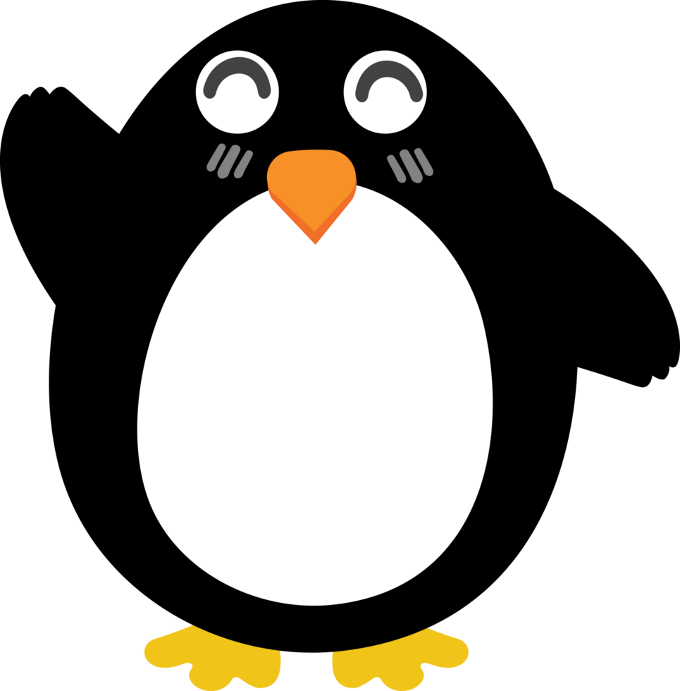 recorte de personaje de dibujos animados de pingüino feliz png