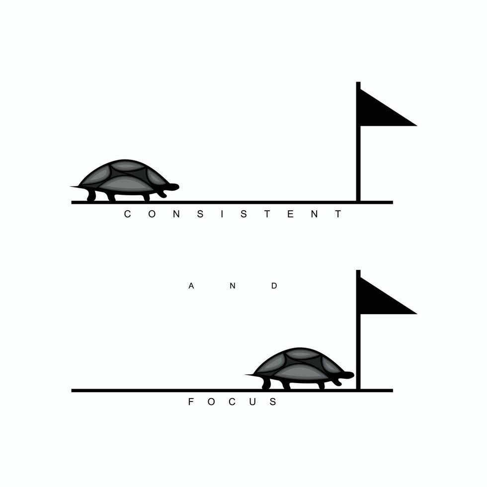 Illustration of a turtle reach the finish line vector