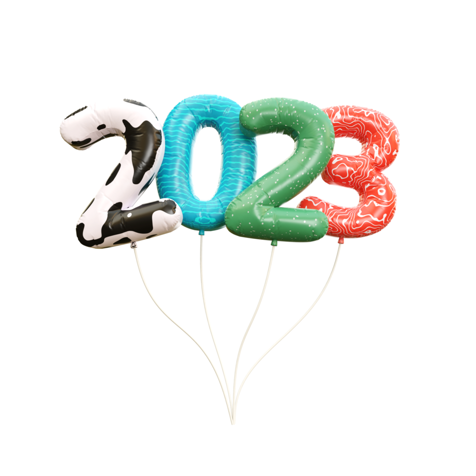 año nuevo 2023 números 3d ilustración png