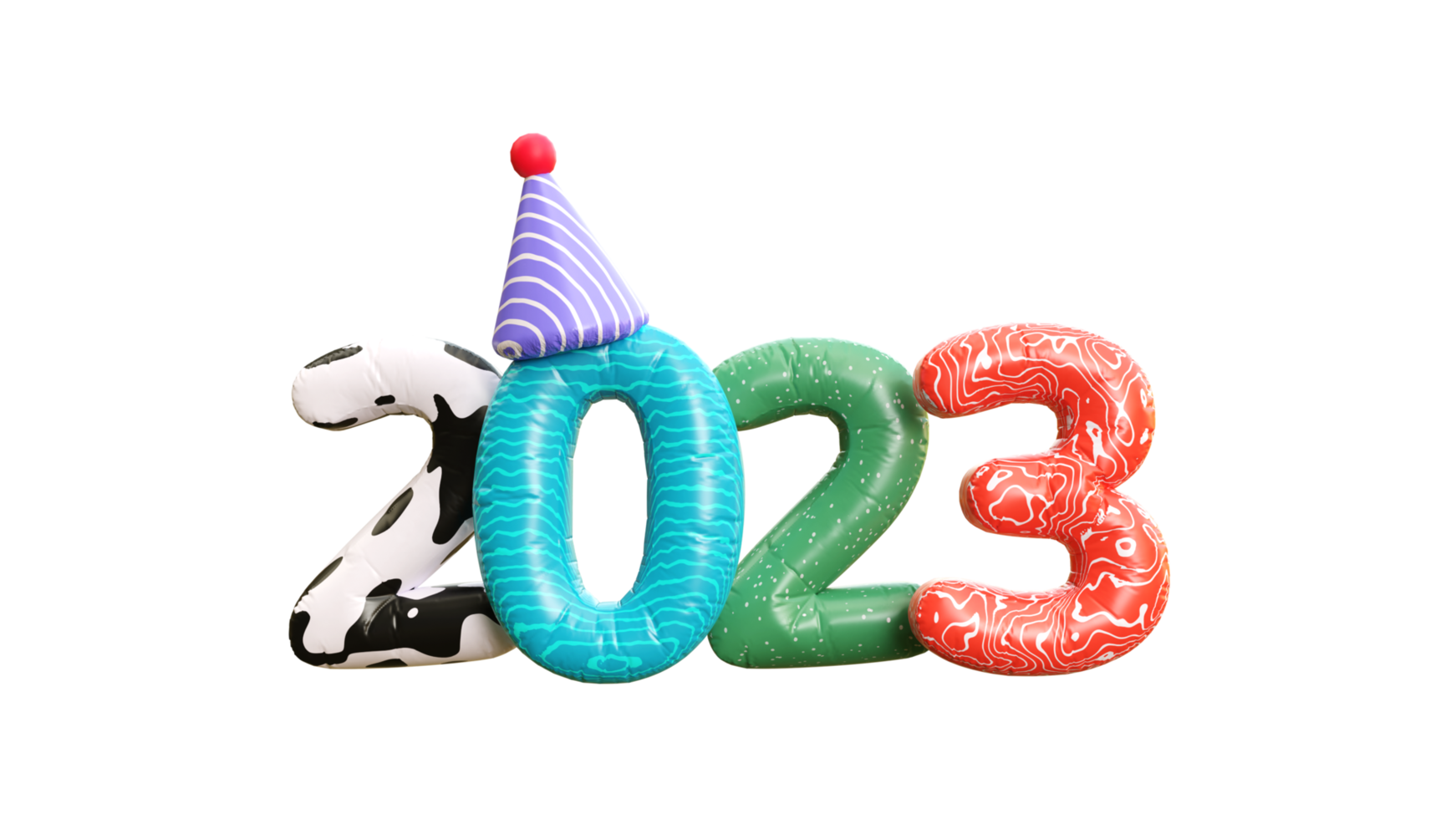 New Year 2023 Numbers 3d illustration png