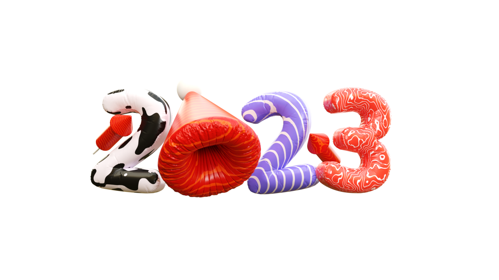 New Year 2023 Numbers 3d illustration png