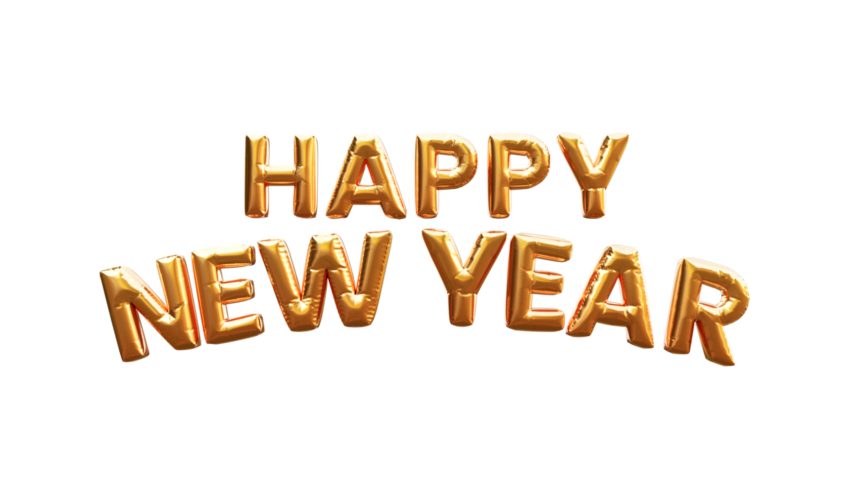 Happy New Year golden 3d text png