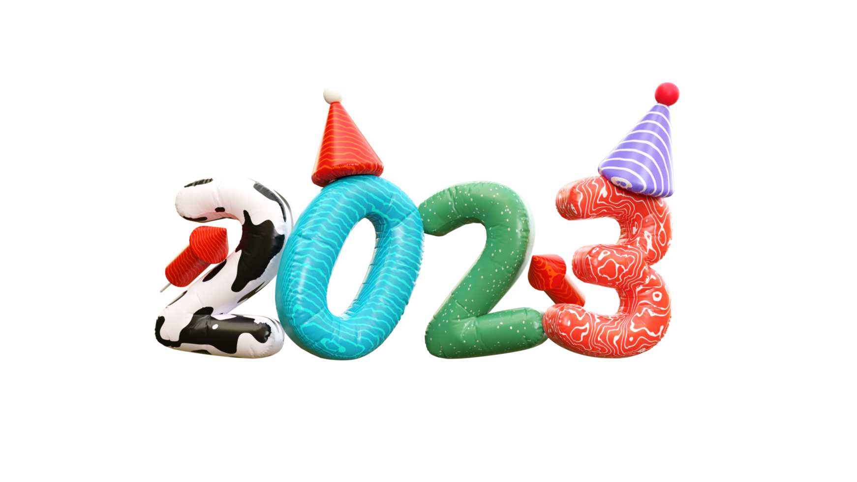 New Year 2023 Numbers 3d illustration png