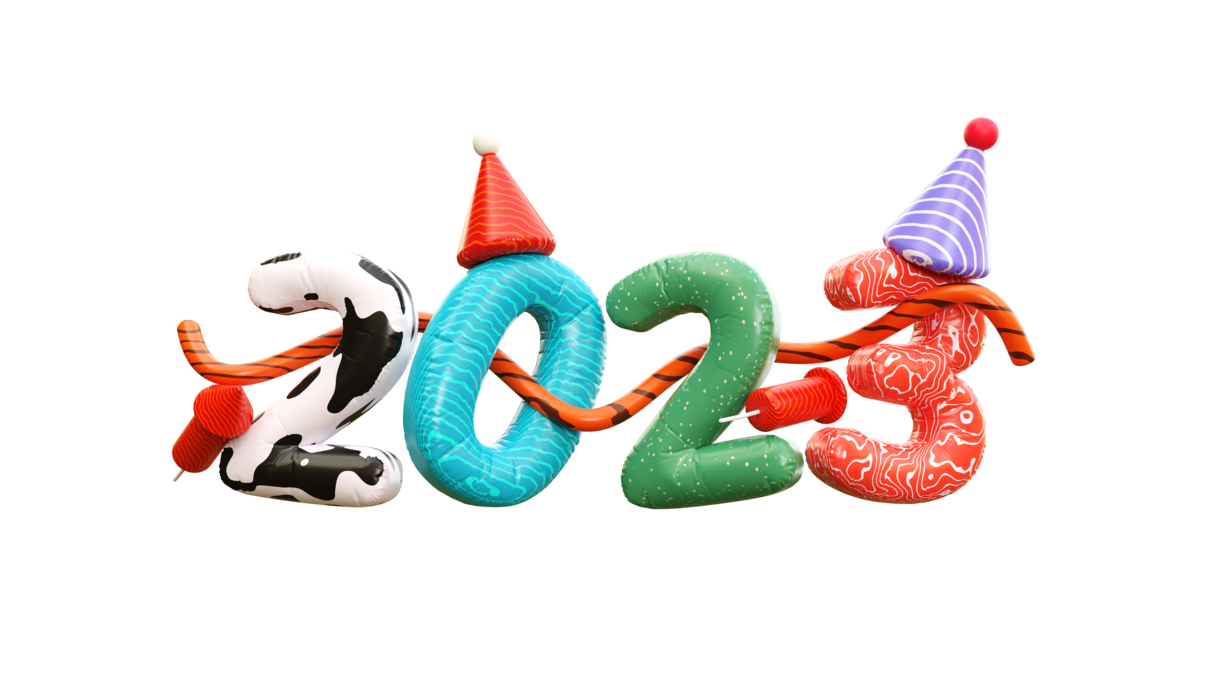 New Year 2023 Numbers 3d illustration png
