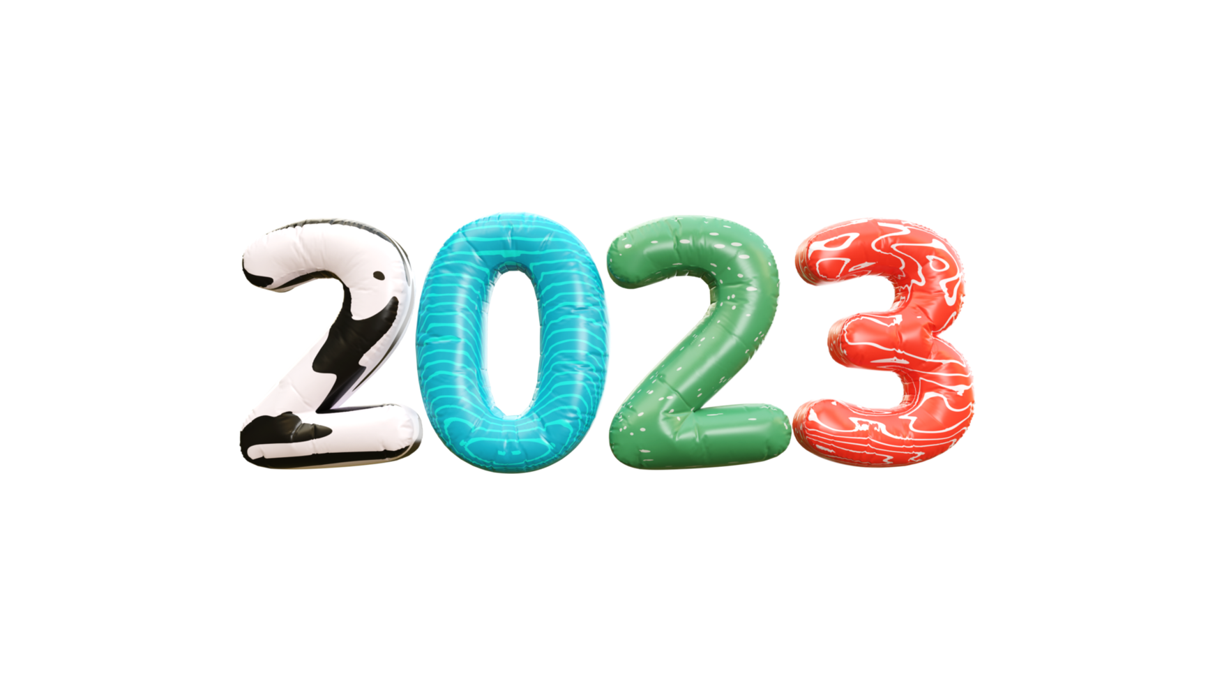 ilustração 3d de números de ano novo 2023 png