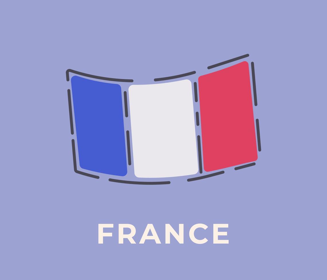 la bandera de francia sobre un fondo azul. ilustración vectorial de la imagen de la bandera francesa. patriótico. bandera azul, blanca, amarilla. vector