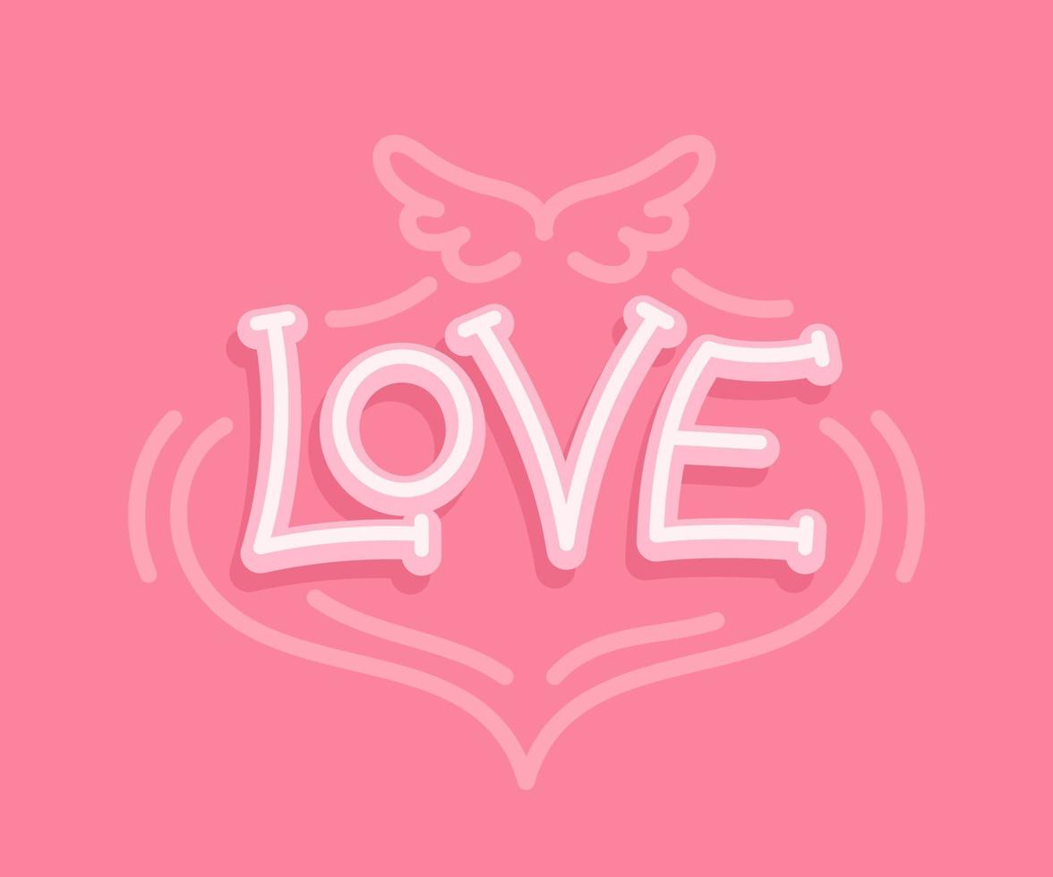 A hand-drawn word of love. Modern script calligraphy love text. Vector illustration of the pink word Love.