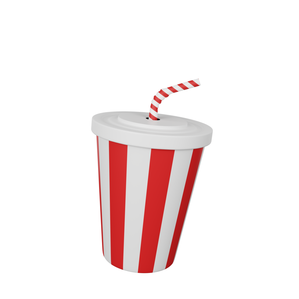Representación 3d del icono de comida rápida de taza de refresco png