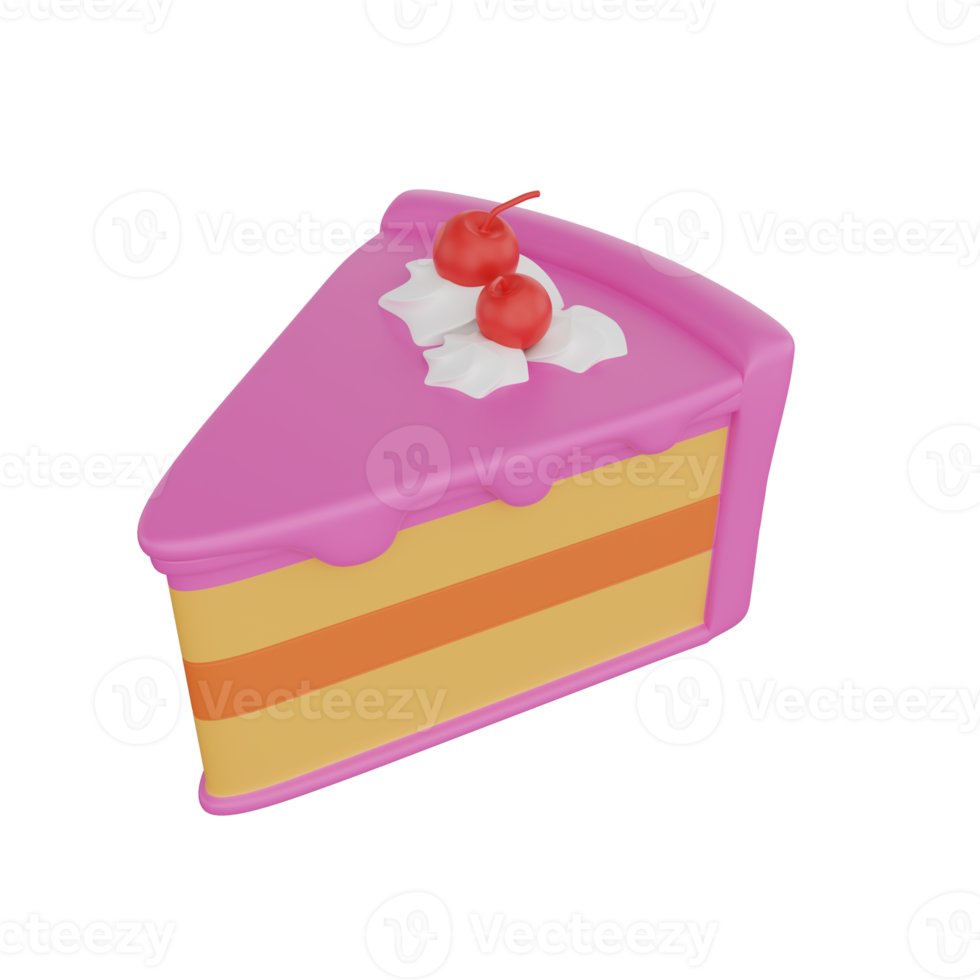 3d rendering of slice cake fast food icon png
